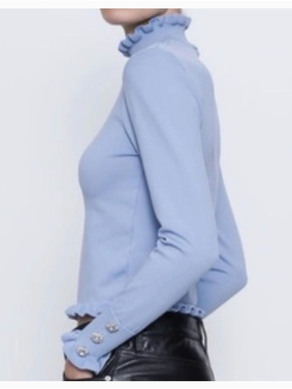 Zara Soft Pale Blue Knit Crewneck Sweater